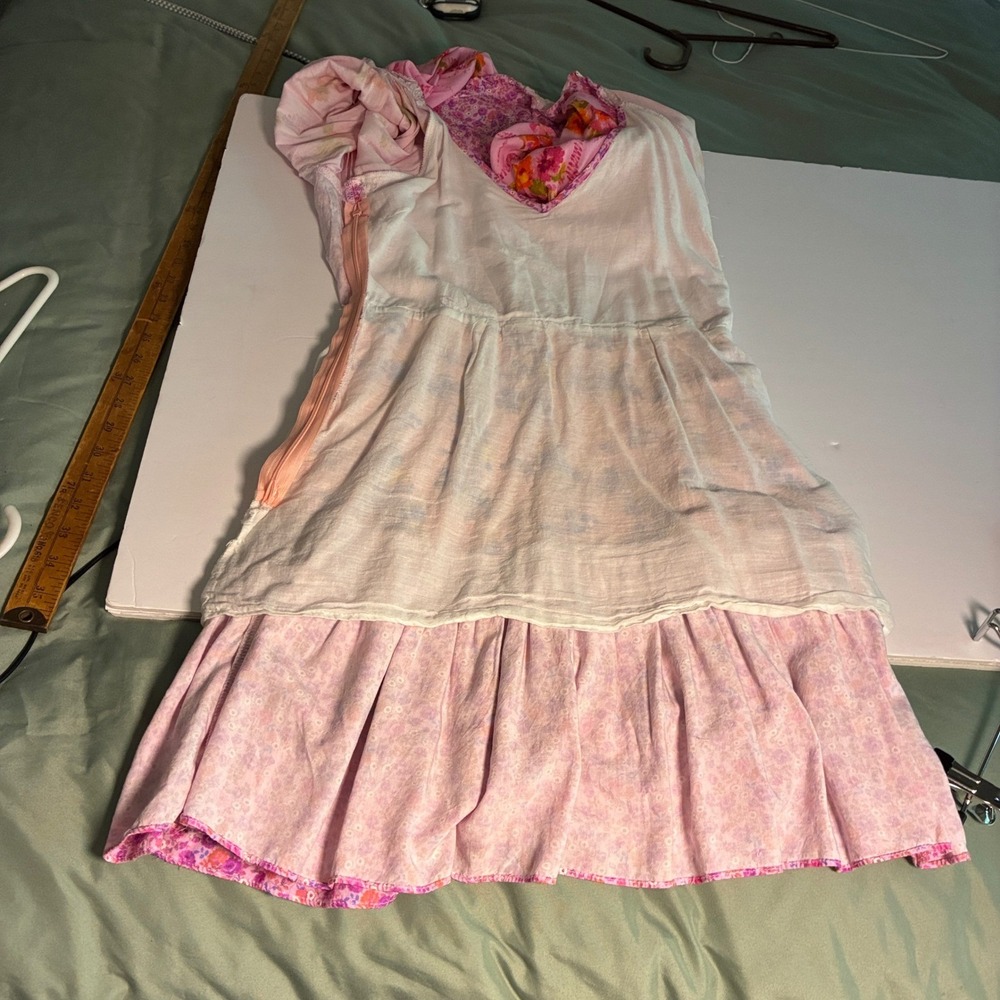 R. Vivimos Dress M Peasant Boho Fairycore Whimsy Tiered Ruched Ruffles - Picture 5 of 12